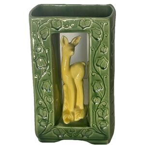 Vintage Shawnee USA Pottery Deer & Ivy Leaf Double Planter / Vase #850